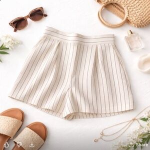 Babaton High Waist Striped Shorts | Cream Black | Aritzia